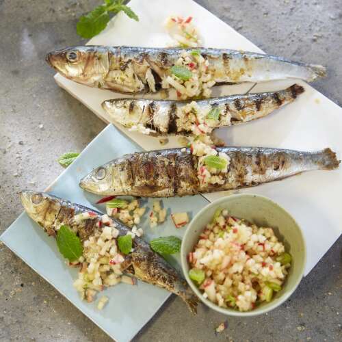 Recette Pour Sardines Grill Es Et Salsa Piquante La Pomme Colruyt En Cuisine